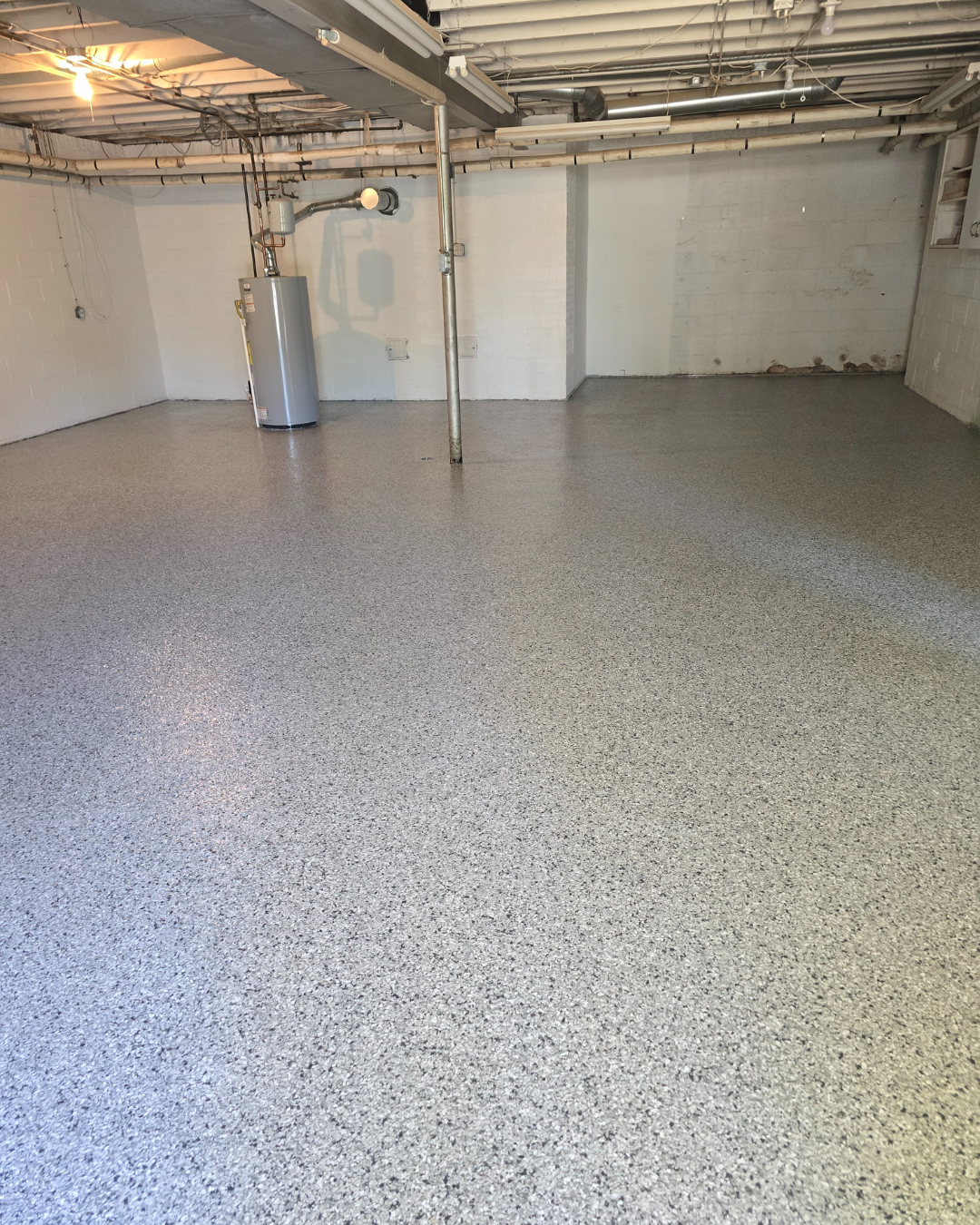 basement floor after epoxy