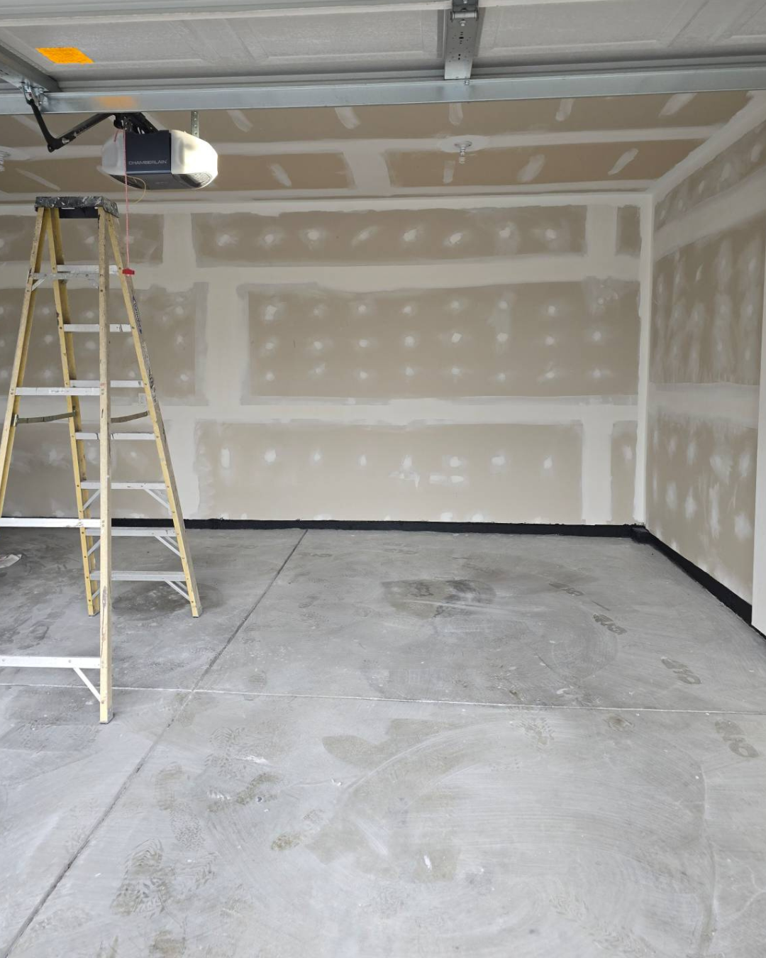 flake epoxy garage floor before