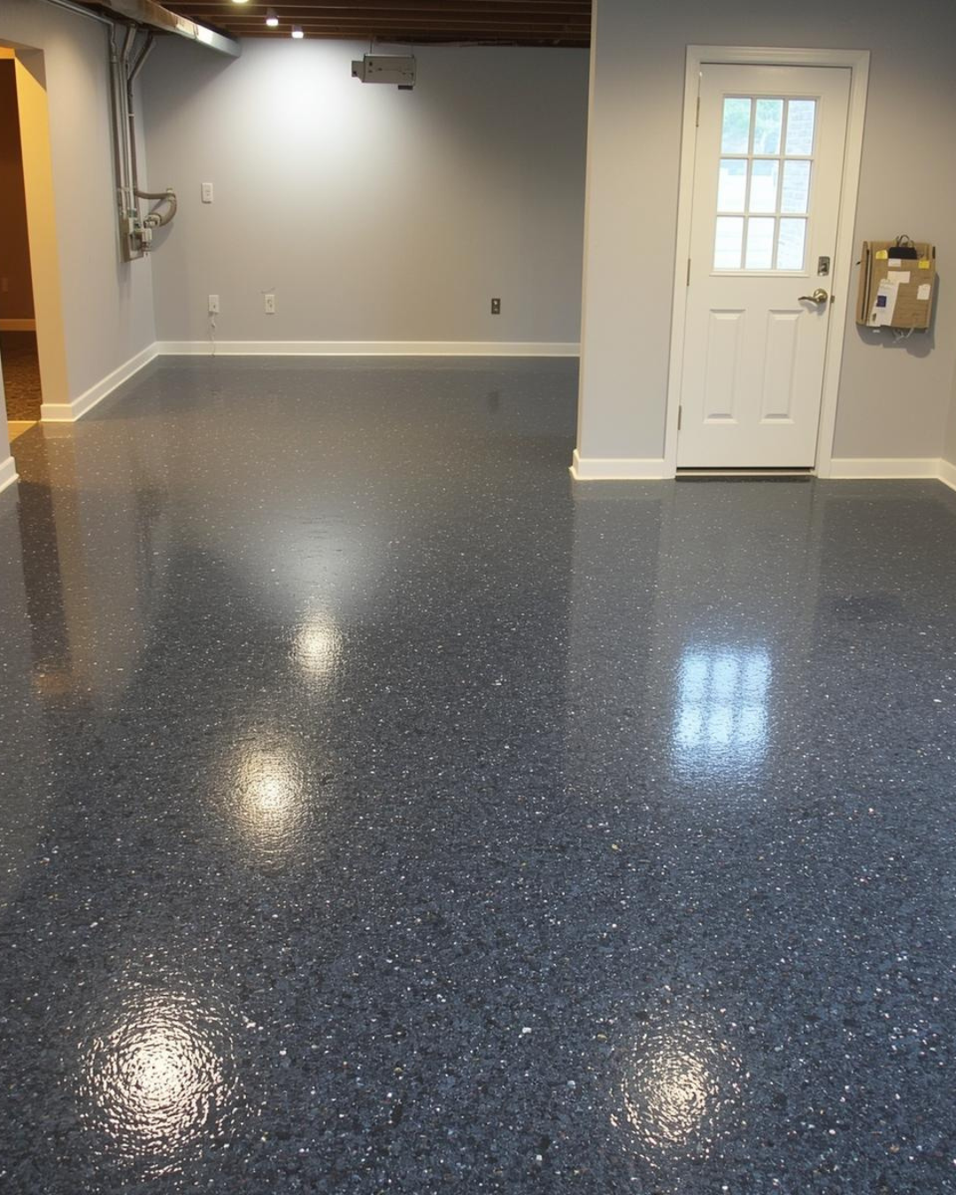 dark flake basement epoxy floor coating