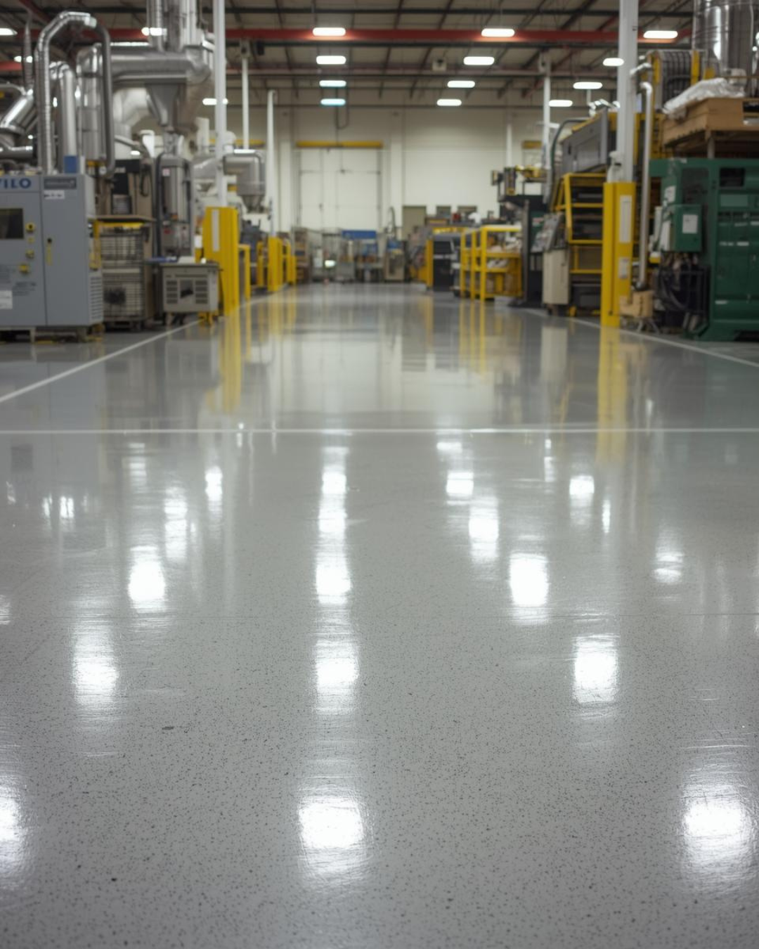 industrial factory with epoxy floor coating