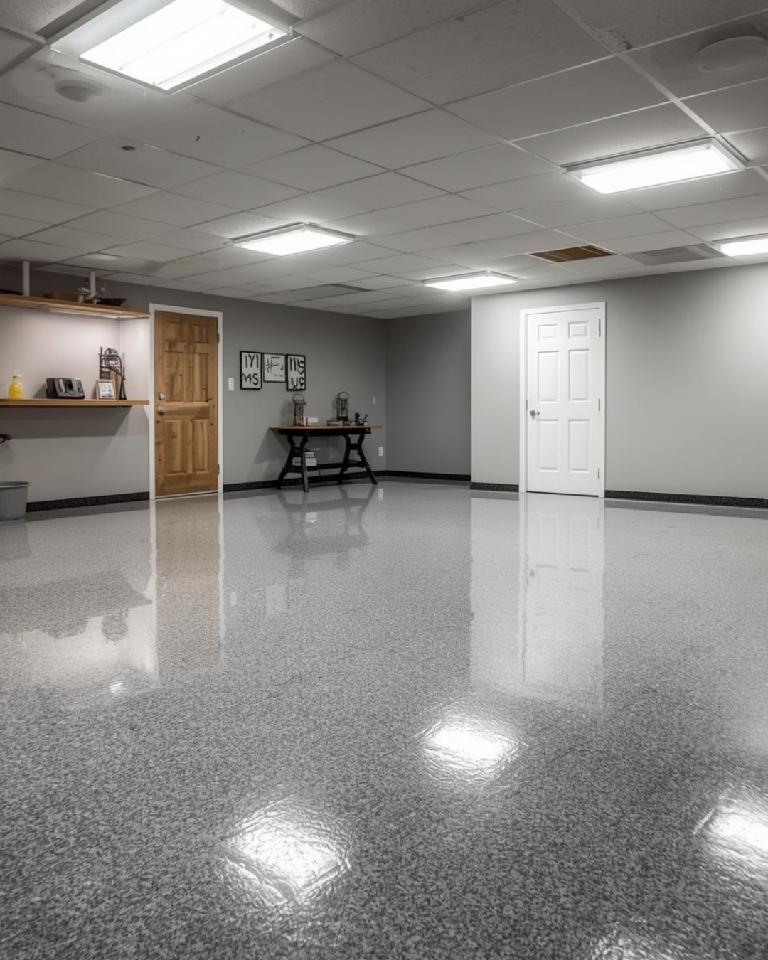 gray flake basement epoxy coating installation