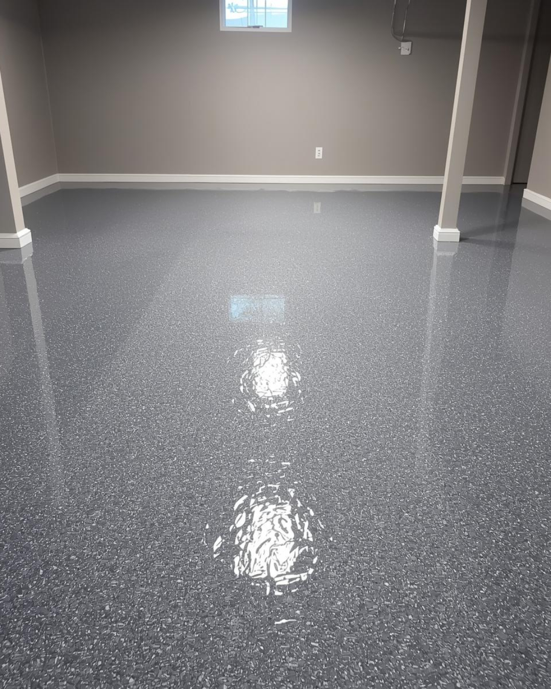 polished gray basement epoxy floor coating
