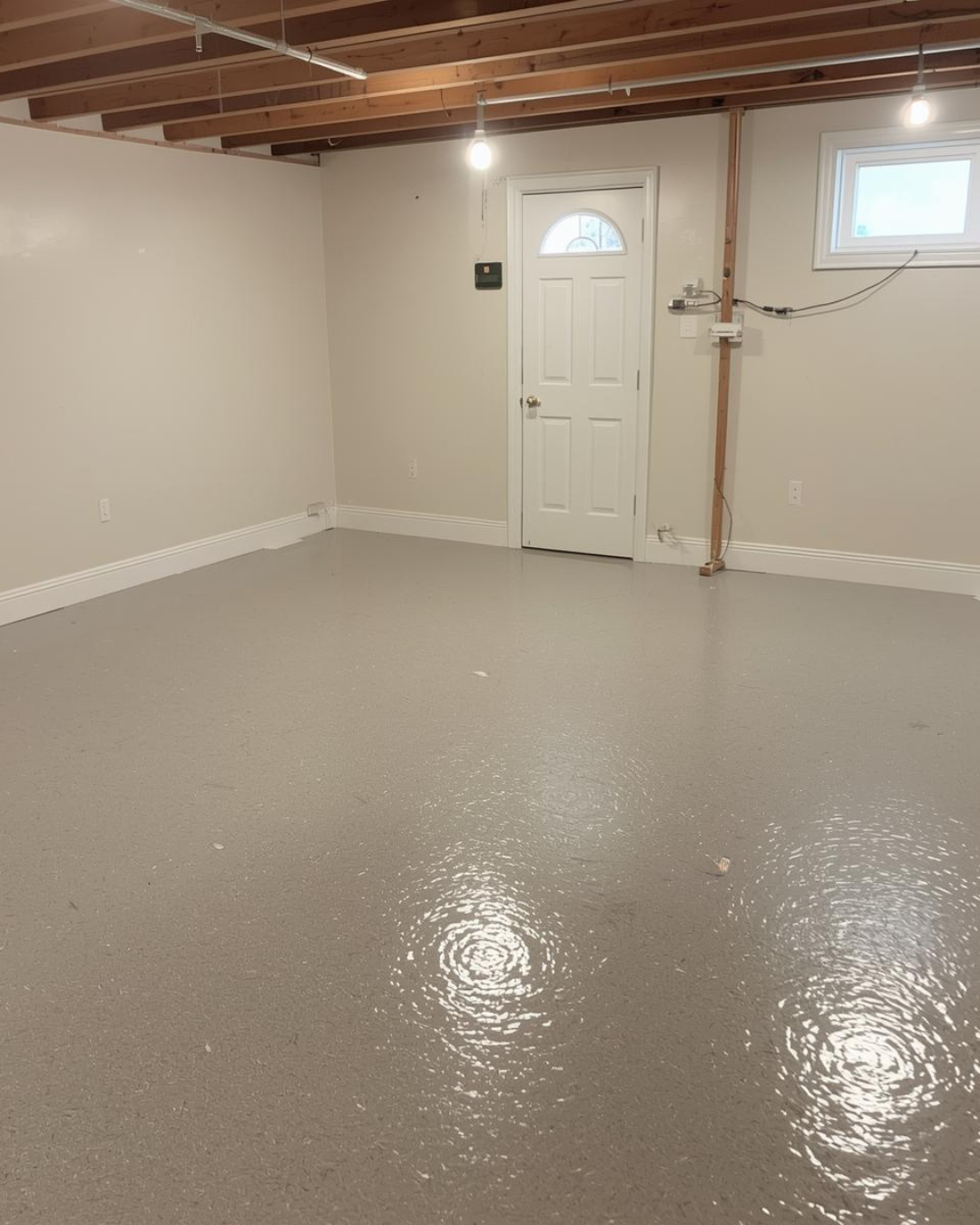 solid taupe basement epoxy floor coating
