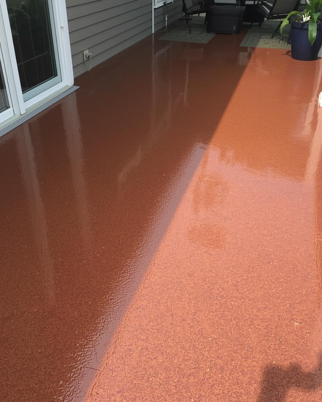 terra cotta patio epoxy coating applied to residential concrete patio in plain city oh