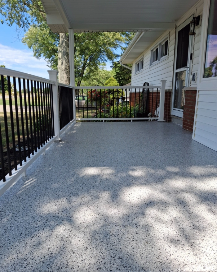 front patio after epoxy flooring was added
