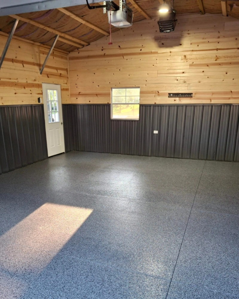 garage floor after epoxy coating was added